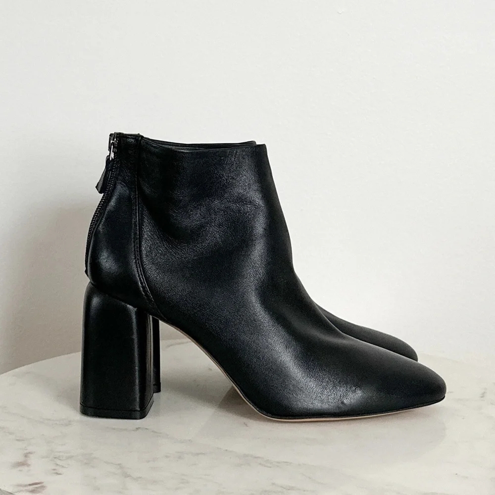NEW Black Suede Studio Bria Heel Boot Black Leather Size